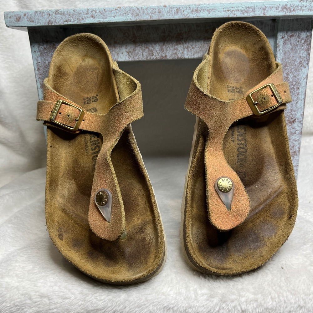Birkenstock Gizeh Thong Sandals Copper Metallic Leather Women Size 39 US 8 - 8.5